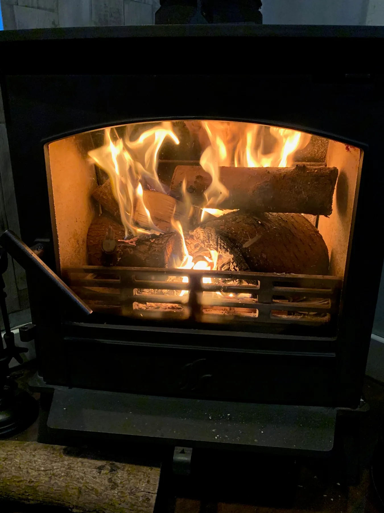 Log burner and interior detail at Cladach Cottage